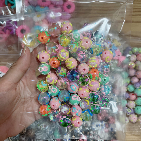 Silicone Beads, Focal Beads, Sugar Beads, Rhinstone Beads DIY Material Sell by Bag